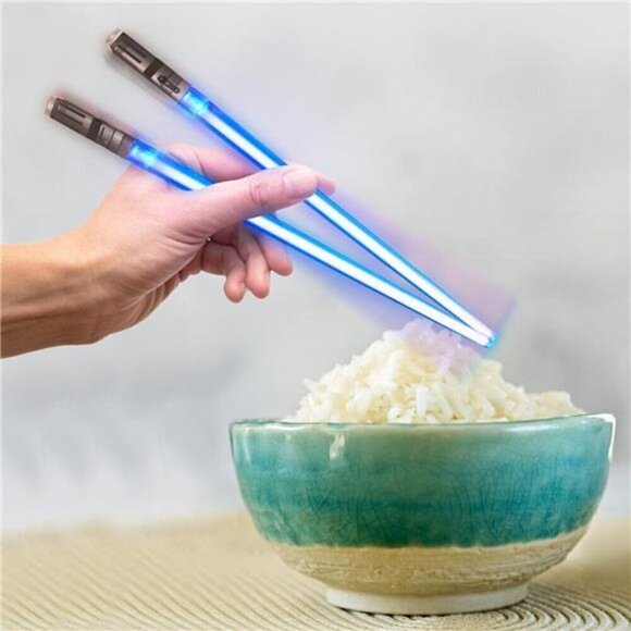 Light Sabert Chop Sticks LED Glowing Reusable Sushi Noodles Chinese Blue - Picture 1 of 7